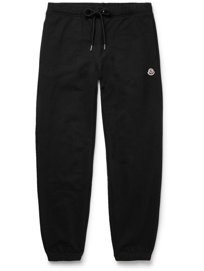 Moncler - Tapered Logo-Appliquéd Cotton-Jersey Sweatpants - Men - Black - M von Moncler