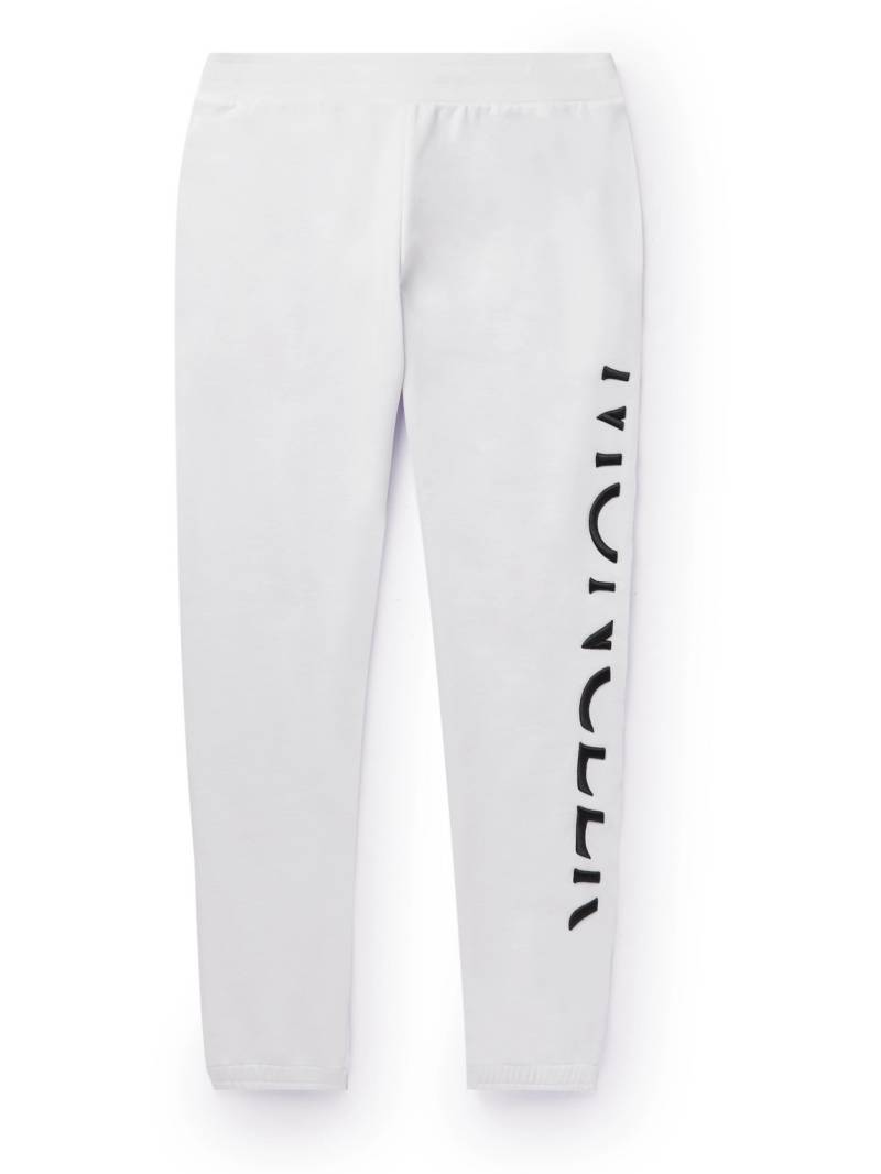 Moncler - Tapered Logo-Embroidered Cotton-Jersey Sweatpants - Men - White - XXL von Moncler