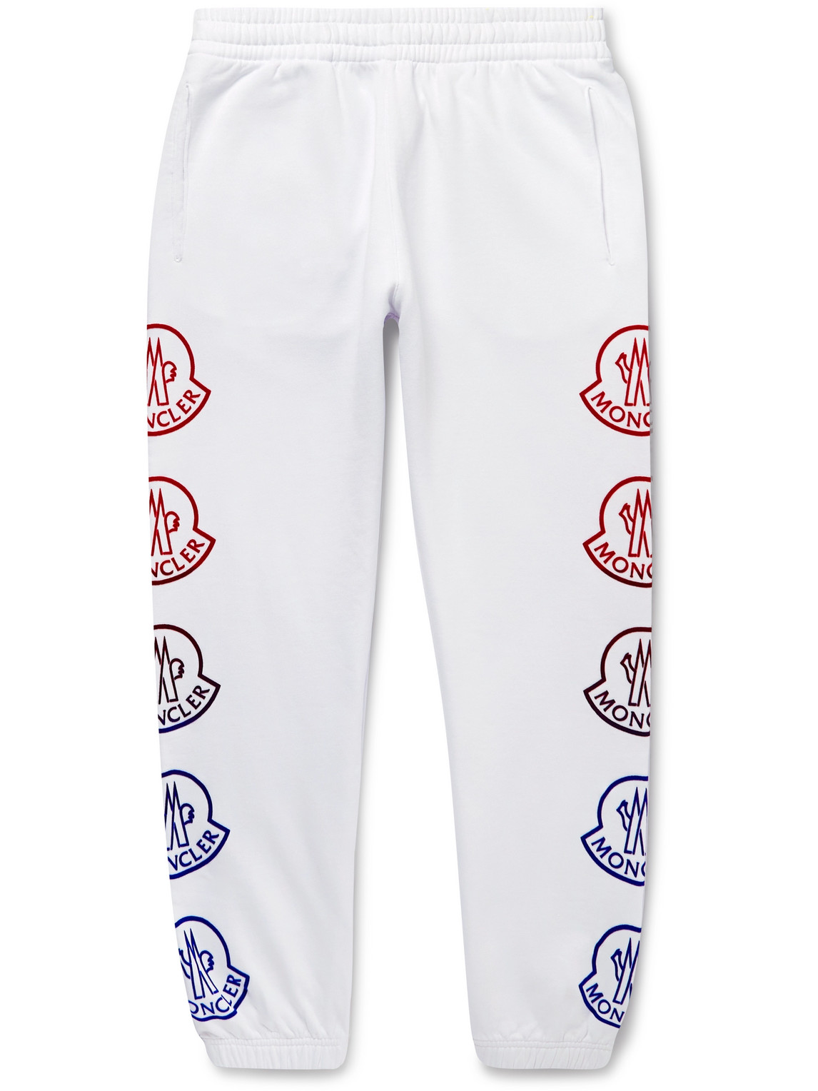 Moncler - Tapered Logo-Print Cotton-Jersey Sweatpants - Men - White - L von Moncler