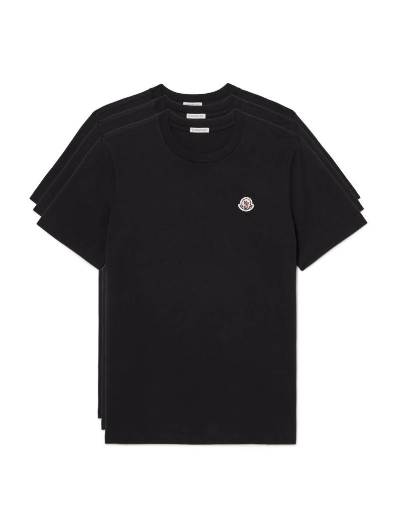 Moncler - Three-Pack Logo-Appliquéd Cotton-Jersey T-Shirts - Men - Black - S von Moncler