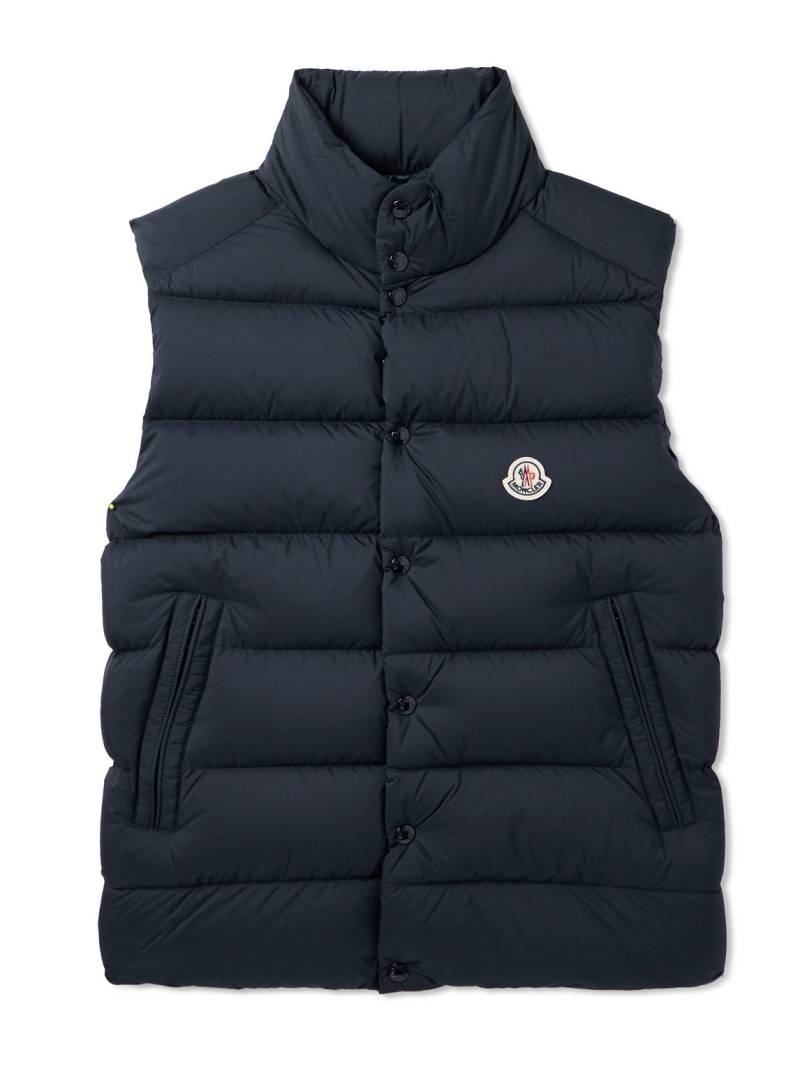 Moncler - Tibb Logo-Appliquéd Quilted Shell Down Gilet - Men - Blue - 2 von Moncler