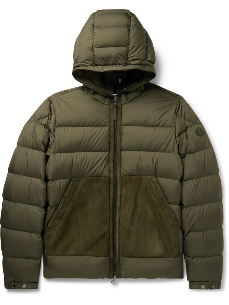 Moncler - Tuffes Slim-Fit Suede-Trimmed Quilted Shell Down Hooded Jacket - Men - Green - 5 von Moncler