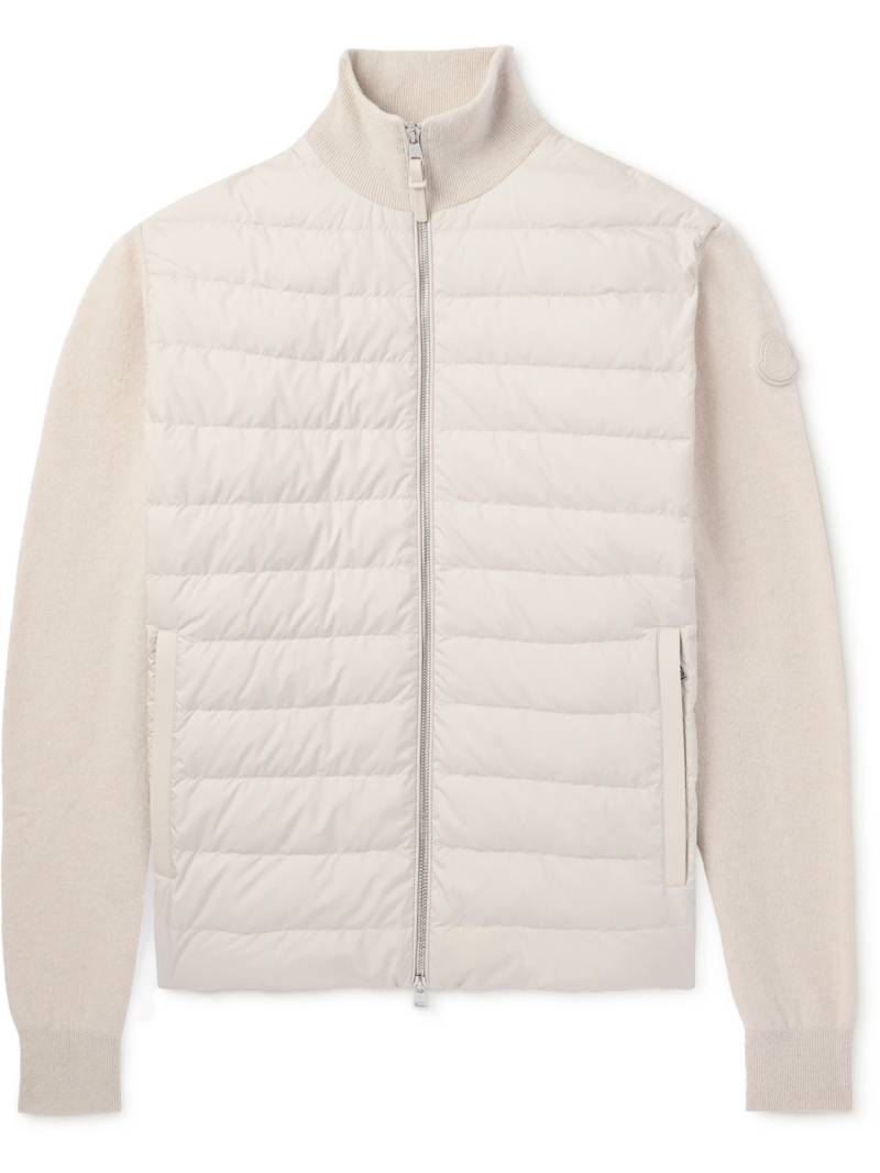 Moncler - Wool and Cashmere-Blend and Quilted Shell Down Jacket - Men - Neutrals - XL von Moncler