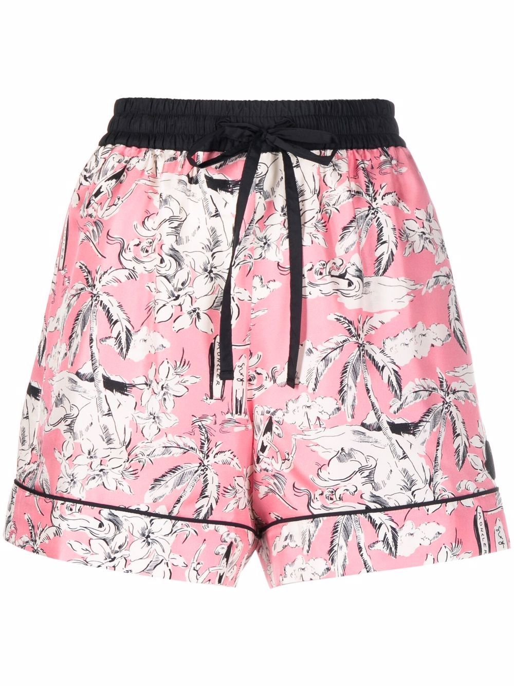 Moncler Seidenshorts mit grafischem Print - Rosa von Moncler