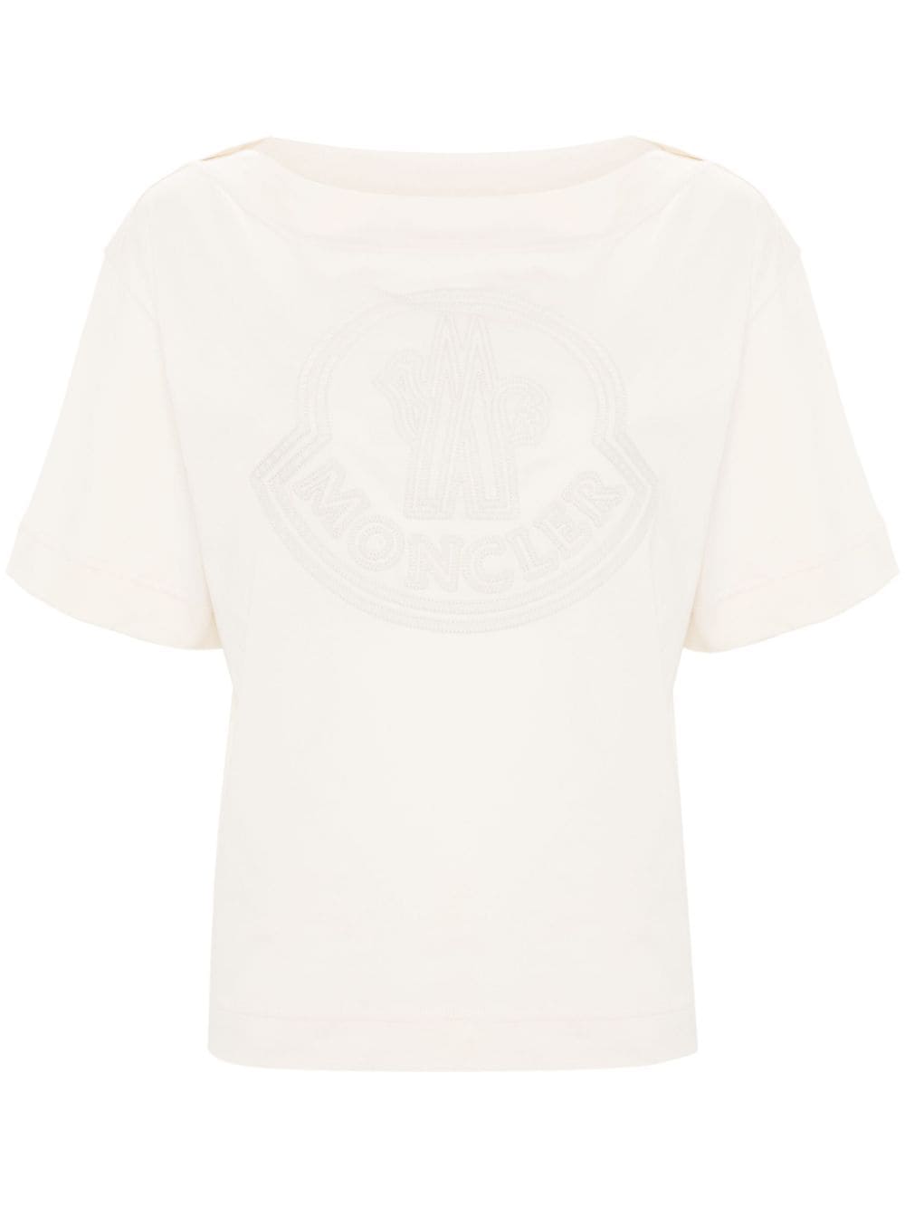Moncler T-Shirt mit Logo-Applikation - Nude von Moncler