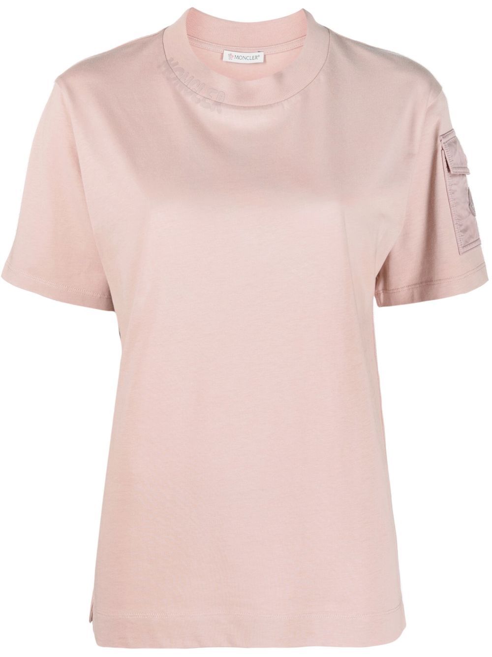 Moncler T-Shirt mit Logo-Patch - Rosa von Moncler