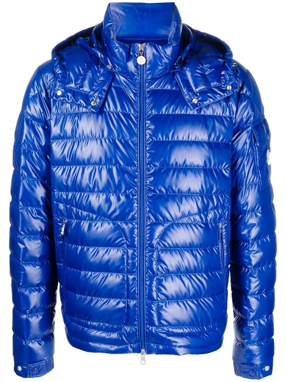 Moncler Daunenjacke mit Logo-Patch - Blau von Moncler