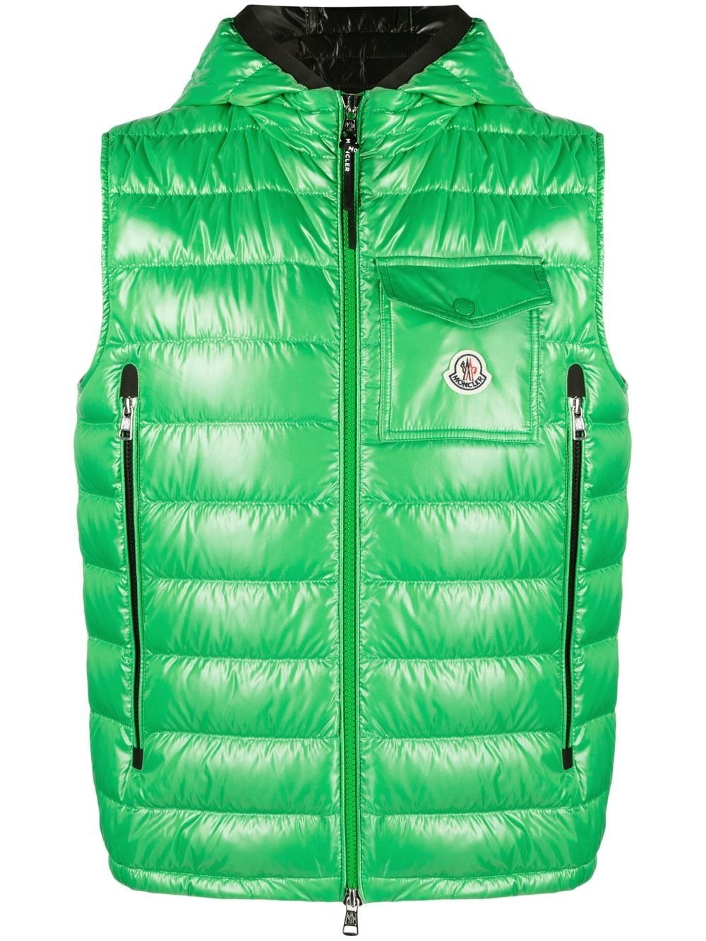 Moncler Gefütterte Weste mit Logo-Patch - Grün von Moncler