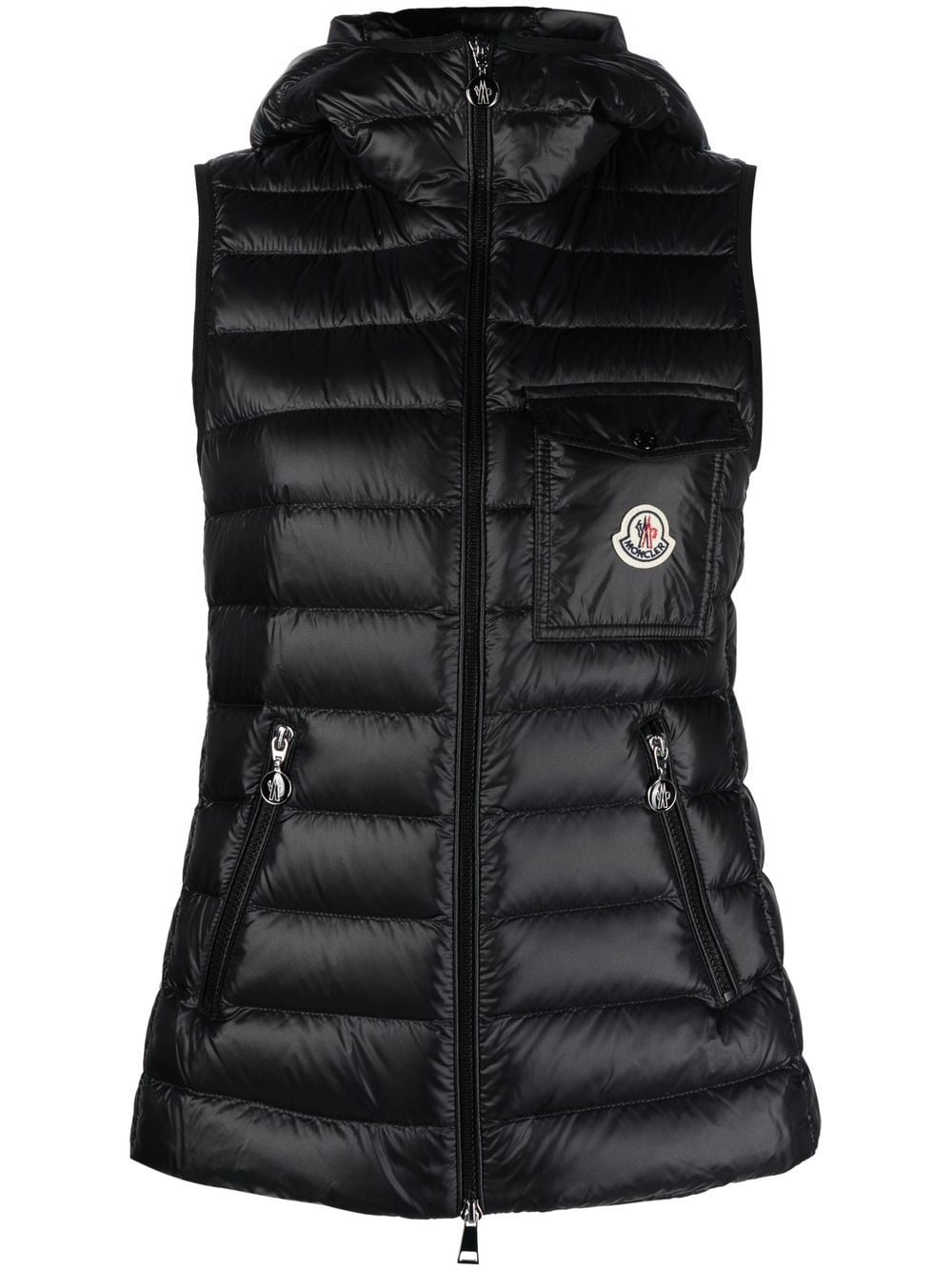 Moncler Gefütterte Weste mit Logo-Print - Schwarz von Moncler