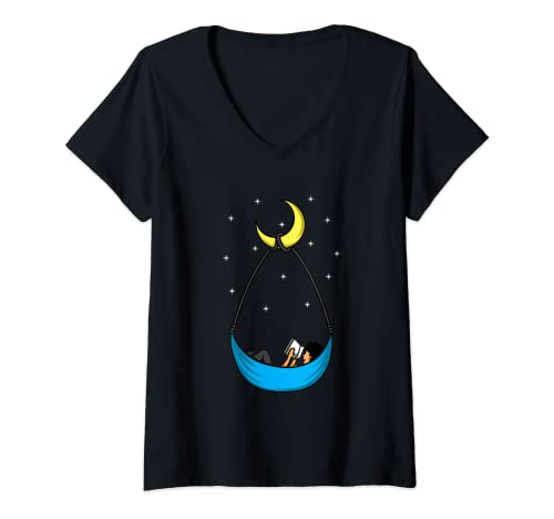 Damen Mond-Hängematte Bücherwurm T-Shirt mit V-Ausschnitt Damen Mond-Hängematte Bücherwurm T-Shirt mit V-Ausschnitt von Mond-Hängematte Fantasie, Fiktion, Horror