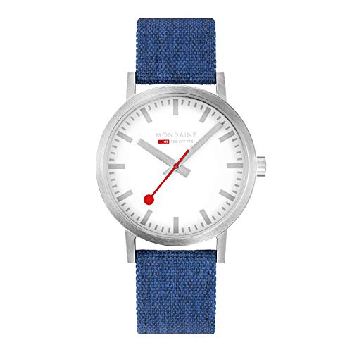 Mondaine Unisex-Erwachsene Analog Quarz Uhr mit Textil-Kork Armband A660.30360.17SBD von Mondaine