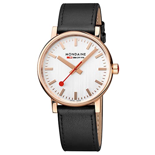 Mondaine Evo2 Rose Gold Uhr analog Quarzwerk mit Leder Armband MSE.40112.LB von Mondaine