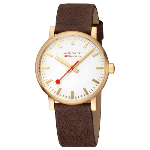 Mondaine Herren Analog Quarz Uhr mit Leder Armband MSE.40112.LGV von Mondaine