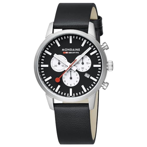 Mondaine Herren Analog Schweizer Quarzwerk Uhr mit Vegan Traubenleder Armband MSD.41420.LBV von Mondaine