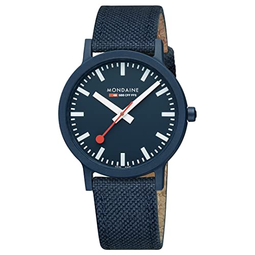 Mondaine Unisex Analog Quarz Uhr mit Kunststof Armband MS141140LD, Blau von Mondaine