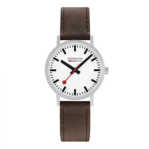 Mondaine Classic Herren Uhr analog Quarzwerk mit Leder Armband A660.30360.11SBG von Mondaine