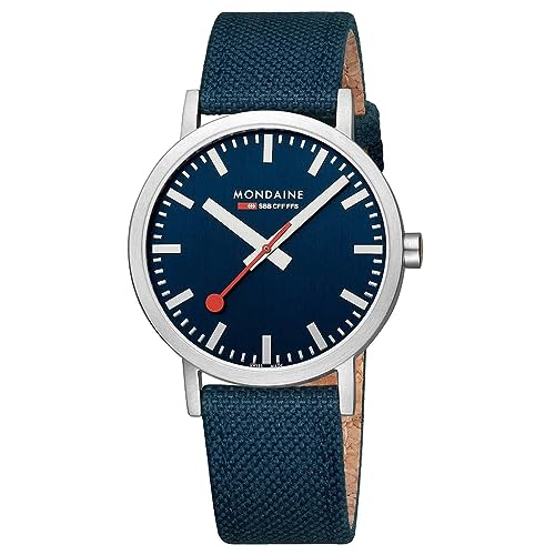 Mondaine Unisex Analog Quarz Uhr mit Textil Armband A6603036040SBD von Mondaine