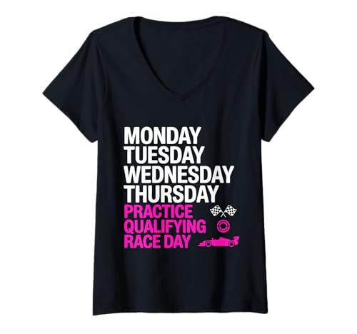 Damen Montag Dienstag Mittwoch Donnerstag Training Qualifying Race T-Shirt mit V-Ausschnitt Damen Montag Dienstag Mittwoch Donnerstag Training Qualifying Race T-Shirt mit V-Ausschnitt von Monday Tuesday Wednesday Thursday Practice Day