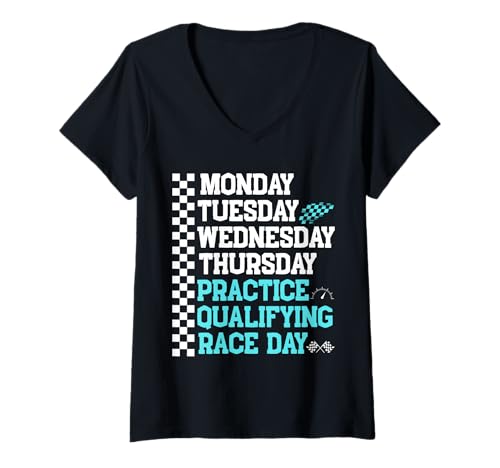 Damen Montag Dienstag Mittwoch Donnerstag Training Qualifying Race T-Shirt mit V-Ausschnitt Damen Montag Dienstag Mittwoch Donnerstag Training Qualifying Race T-Shirt mit V-Ausschnitt von Monday Tuesday Wednesday Thursday Practice Day