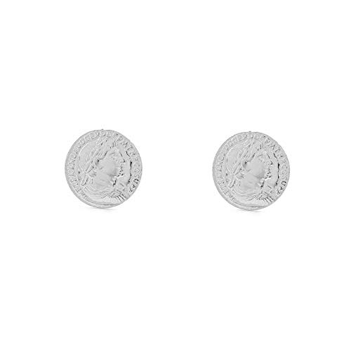 Damen-Kinder Römische Münze Ohrstecker 925 Sterling Silber - Geschenkbox von Monde Petit