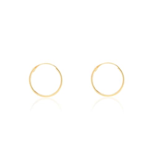 Damen & Kinder Creolen Hoop 10x0.80 mm Ohrstecker - Gelbgold 18 Karat (750) - Geschenkbox - Garantiezertifikat von Monde Petit