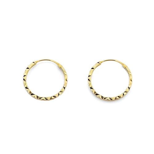 Damen & Kinder Creolen Hoop 10x1 mm Ohrstecker - Gelbgold 9 Karat (375) - Geschenkbox - Garantiezertifikat von Monde Petit