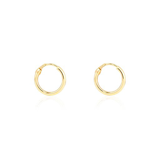 Damen & Kinder Creolen Hoop 10x1.5 mm Ohrstecker - Gelbgold 9 Karat (375) - Geschenkbox - Garantiezertifikat von Monde Petit