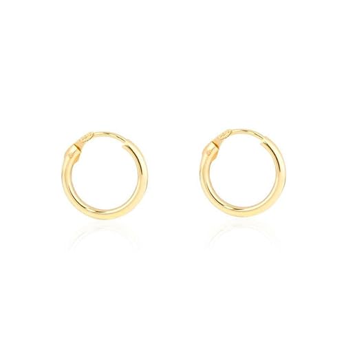 Damen & Kinder Creolen Hoop 12x1.5 mm Ohrstecker - Gelbgold 18 Karat (750) - Geschenkbox - Garantiezertifikat von Monde Petit