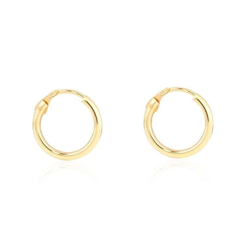 Damen & Kinder Creolen Hoop 14x1.2 mm Ohrstecker - Gelbgold 9 Karat (375) - Geschenkbox - Garantiezertifikat von Monde Petit