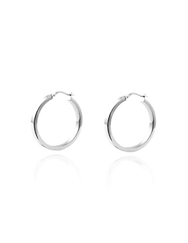 Damen & Kinder Creolen Hoop 25x4 mm Ohrstecker - 925 Sterling Silber - Geschenkbox von Monde Petit