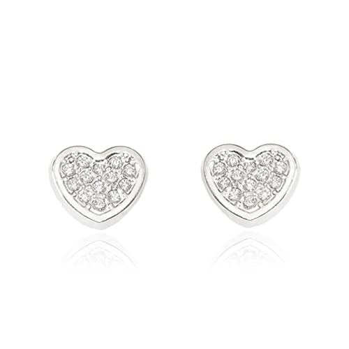 Pendientes Bebe/Niña Oro Blanco Corazon con Circonitas - Geschenkbox - Garantiezertifikat von Monde Petit