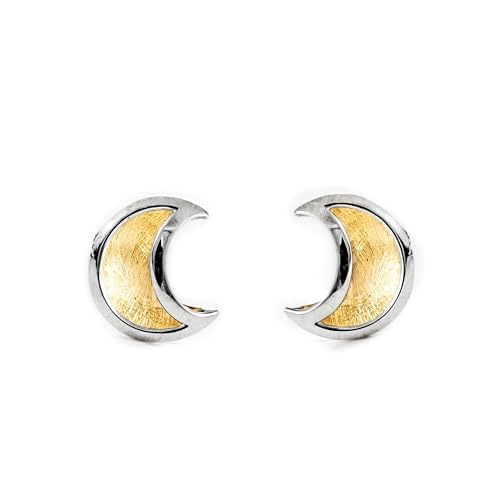 Damen & Kinder Mond Ohrstecker - Bicolor 9 Karat (375) - Geschenkbox - Garantiezertifikat von Monde Petit