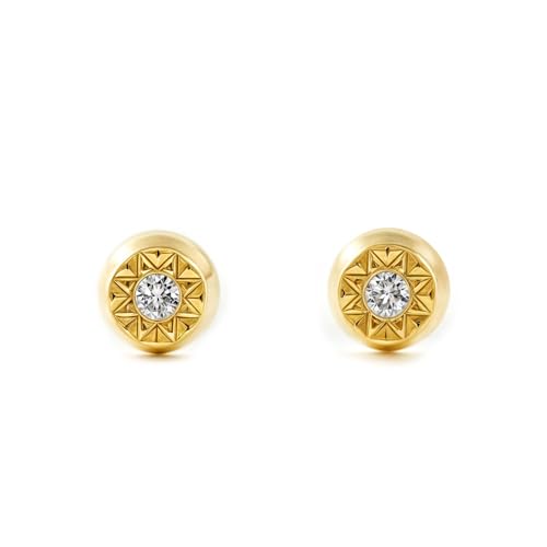 Damen & Kinder runde Ohrstecker - Gelbgold 18 Karat (750) von Monde Petit