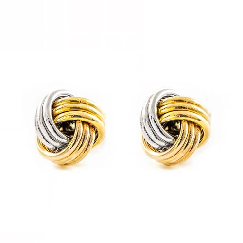 Damen & Kinder runde Ohrstecker - tricolor 9 Karat (375) - Mondepetit - Geschenkbox - Garantiezertifikat von Monde Petit