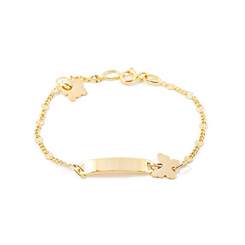 Monde Petit Kinder Armband Schmetterling Gelbgold 18 Karat (750) - Geschenkbox - Garantiezertifikat von Monde Petit