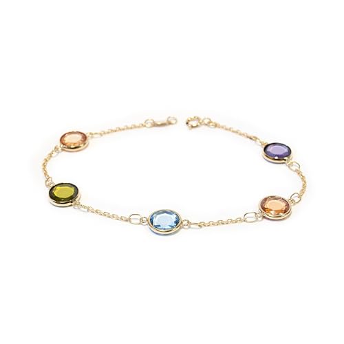 Monde Petit G1230PU - Pulsera de Niña o mujer oro 18 kts. con piedras de colores - Geschenkbox - Garantiezertifikat Monde Petit G1230PU - Pulsera de Niña o mujer oro 18 kts. con piedras de colores - Geschenkbox - Garantiezertifikat von Monde Petit