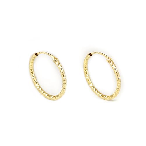 Mondepetit - Damen & Kinder Ohrringe Hoop Creolen 15x1.2 mm Gelbgold 18K - Geschenkbox - Garantiezertifikat von Monde Petit