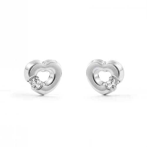 Mondepetit - Herz Zirkon Kinder Baby Mädchen Ohrringe Weißgold 18K - Geschenkbox - Garantiezertifikat von Monde Petit