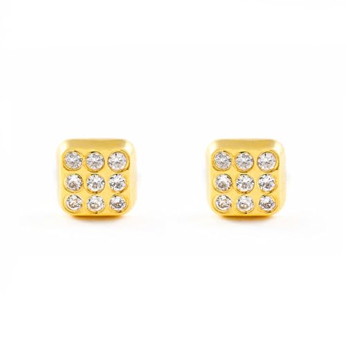 Mondepetit - Kinder Baby Quadrat Zirkon Ohrringe Gelbgold 18K - Geschenkbox - Garantiezertifikat von Monde Petit