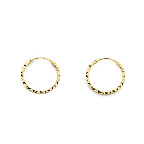 Damen & Kinder Creolen Hoop 14x1 mm Ohrstecker - Gelbgold 18 Karat (750) - Geschenkbox - Garantiezertifikat von Monde Petit