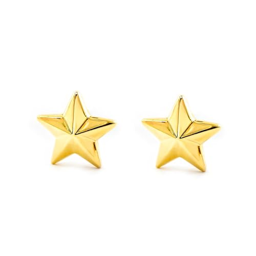Damen & Kinder Stern Glanz Ohrringe Gelbgold 9K - Geschenkbox - Garantiezertifikat - Mondepetit von Monde Petit