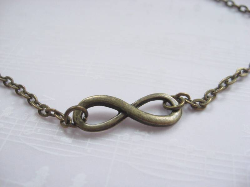 Halskette Unendlichkeit Collier Vintage Stil Kette Unendliche Liebe Bronze Fb. Mondgarten von Mondgarten