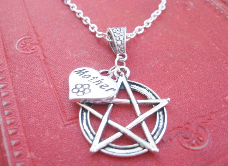 Mutterherz Kette Pentagramm Halskette Schutz Mother Mutter Herz von Mondgarten
