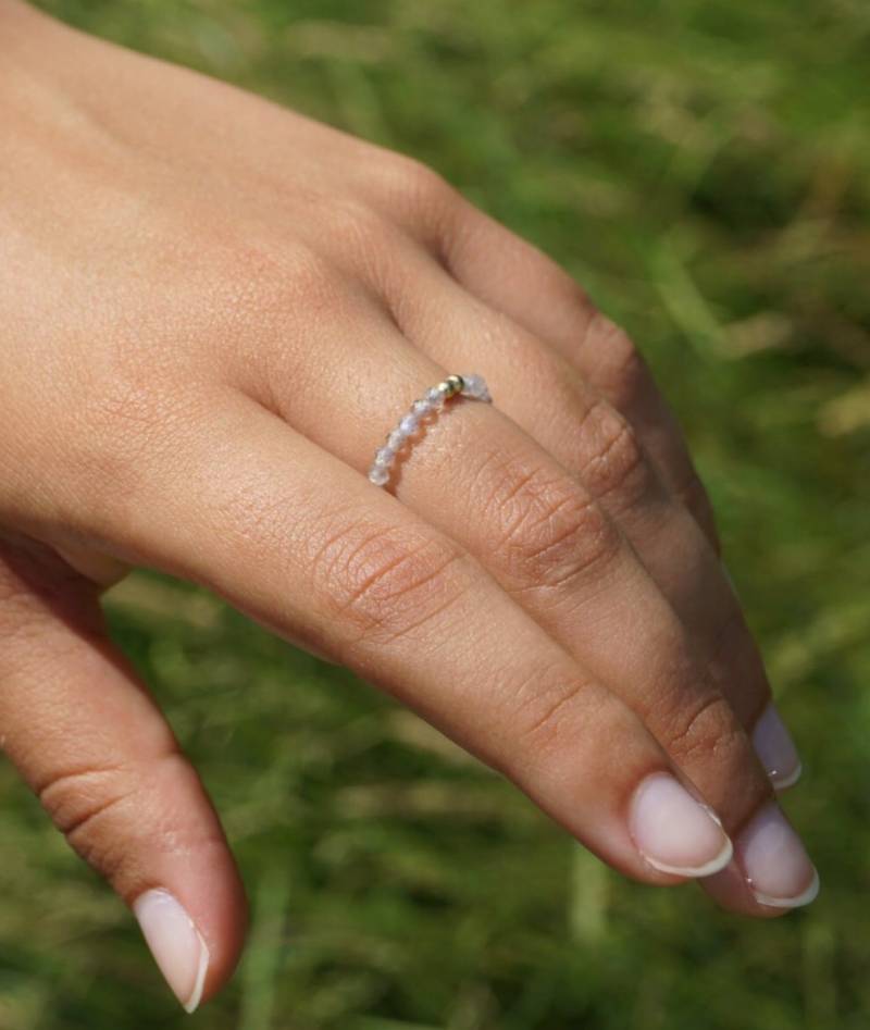Handgemachter Edelsteinring Labradorit 925 Sterlingsilber 18K Vergoldet von MondkindJewellery