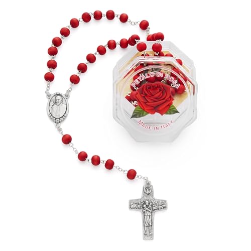 Mondo Cattolico Rosenkranz Perlen katholisch für Frauen und Männer aus dem Vatikan, fünf Jahrzehnte Rosenkranz - Rosenblätter - perfekte katholische Geschenke, Normal, Rosa, Kein Edelstein von Mondo Cattolico