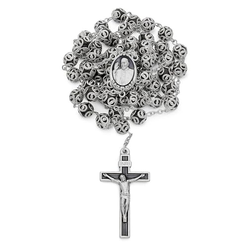 Mondo Cattolico - Katholischer Rosenkranz Benedikt beim Angelus des Papstes, filigrane blaue Glasperlen von Papst Franziskus, religiöses Geschenk, Normal, Glas, Kein Edelstein von Mondo Cattolico