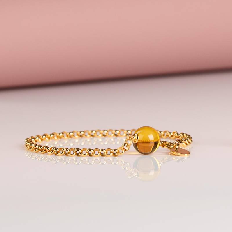 Golden Lunar - Honigfarbener Bernsteinarmband in 24K Gold Vermeil Perfektes Geschenk Für Frauen von MondriJewelry