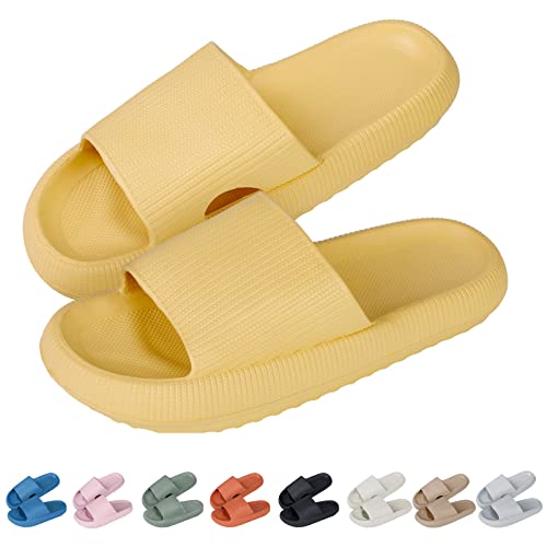 MoneRffi Badelatschen Damen Herren Wolkenschuhe- cloud slides original Badeschuhe wolken damen airfoot hausschuhe Cloudyzz Bequeme rutschfeste Dusch Badeschlappen(gelb#1,38/39) von MoneRffi