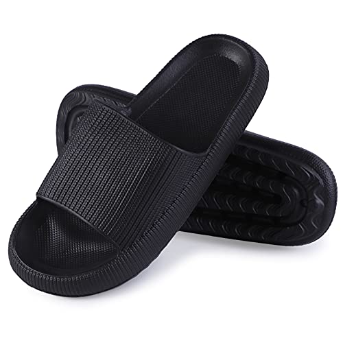 MoneRffi Badeschlappen Damen Herren Sandalen Sommer Unisex Badeschuhe Home Slippers Badelatschen Gartenschuhe rutschfest Pantoffeln Indoor Hausschuhe cloudyzz Schlappen（X Schwarz,40/41 EU) von MoneRffi