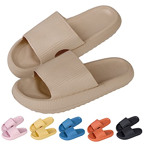 MoneRffi Badelatschen Damen Herren Wolkenschuhe- cloud slides Badeschuhe wolken damen airfoot hausschuhe Cloudyzz Bequeme rutschfeste Dusch Badeschlappen(Khaki#1,38/39) von MoneRffi